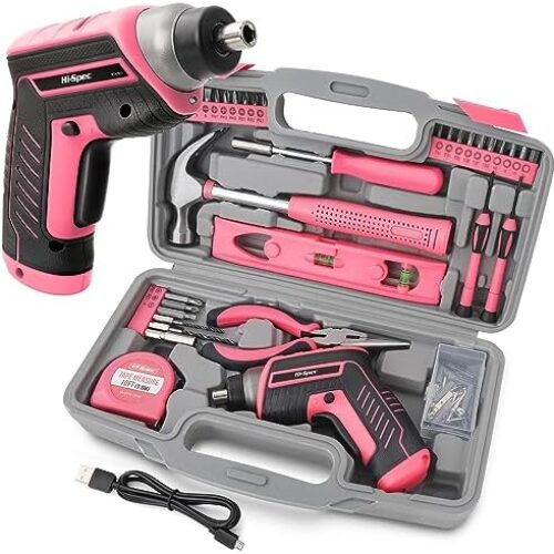 Hi-Spec 35pc Pink tool kit with 3.6V USB Electric Screwdriver