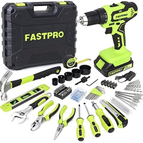 FASTPRO 177-Piece 20V Cordless Lithium-ion Drill Driver and Home Tool Set